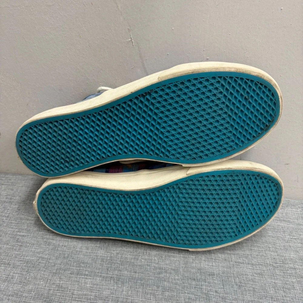 Vans Authentic Lo Pro Shoes Womens 7 Blue Multi Geometric Tribal Print Sneaker